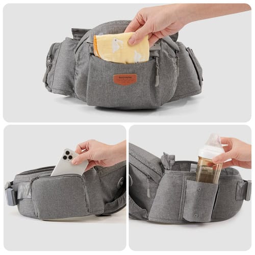 Keep your essentials organized with this versatile grey waist bag for travel and daily use.