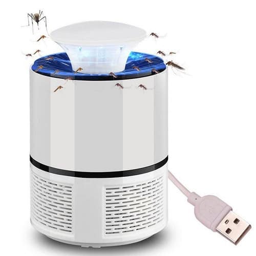 USB-powered mosquito trap with light and fan for indoor pest control.