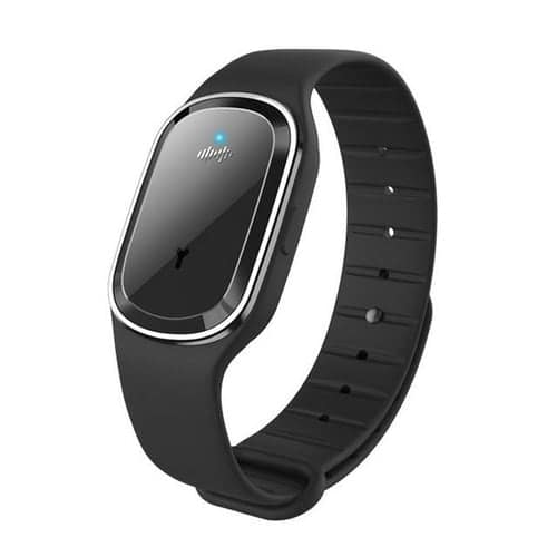 Modern black fitness tracker smartwatch with sleek design and digital display.